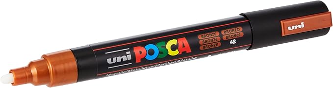 posca Markers Set, 8 Medium Paint Markers 5M, Metallic Tones – Gold, Silver, Bronze, Blue, Green, Red, Pink, Violet