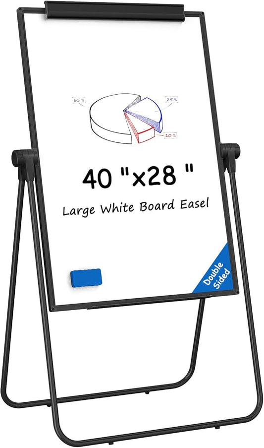 MaxGear Large White Board Easel Stand, 40" x 28" Double Sided Dry Erase Board with Stand, Height Adjustable and 360 Degree Rotation Classroom Easel for Home & Office Flip Chart Stand