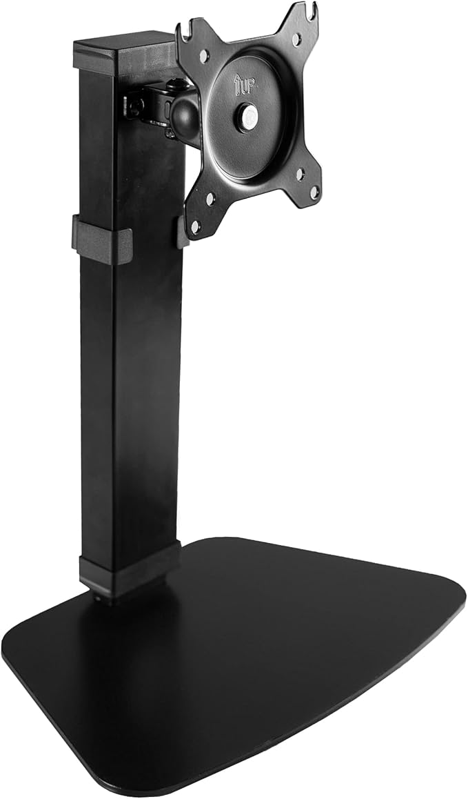 VIVO Pneumatic Free Standing Single Monitor Mount Desk Stand, Tall Height Adjustable Arm for Screens up to 32 inches, Black, STAND-V001V