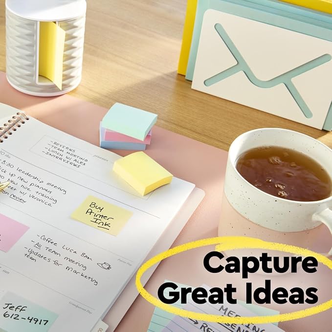 Post-it Dispenser Pop-up Notes, 3x3 in, 5 Pads, Canary Yellow, Clean Removal, Recyclable