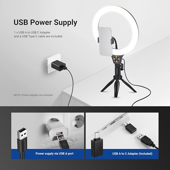 NEEWER Entry Level Version 10.5" Desk Ring Light w Tripod Stand/Phone Holder Compatible with iPhone, Timer/Remote, 10W CRI85+ LED Lighting for Selfie Makeup Streaming Recording Video Conference, N25