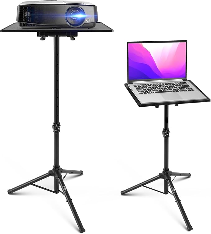 Pyle Projector Stand Tripod 28.0'' - 50.0'', Pro DJ Laptop, Easy Setup, Portable Studio Stand for Laptops, Mixers, and Projectors, Height Adjustable for Stage, Home, Studios, Stable and Versatile