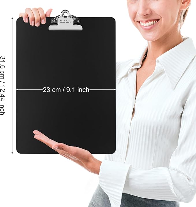 ZCZN Metal Clipboard, 12 Pack Heavy Duty Aluminum Clipboards 12 x 9 Inches, A4 Letter Sizer Document Holder with High Capacity Clip, Suitable for School, Office, Jobsite or Medical Staff, Black