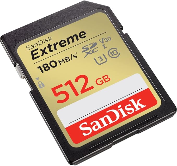 SanDisk 512GB Extreme SDXC UHS-I Memory Card - C10, U3, V30, 4K, UHD, SD Card - SDSDXVV-512G-GNCIN
