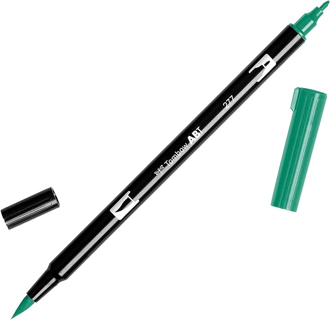 Tombow Dual Brush Pen Art Marker, 277 - Dark Green, 1-Pack