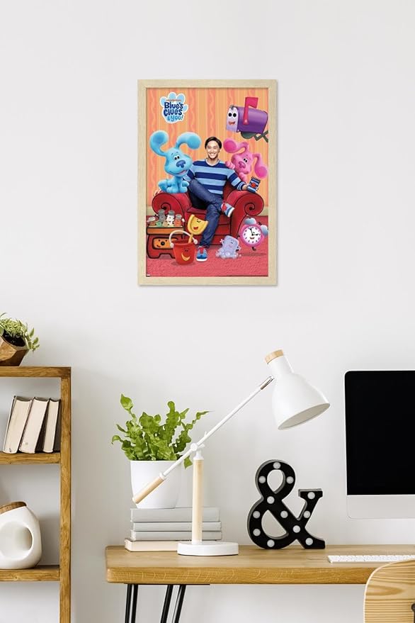 Nickelodeon Blue's Clues - Group Wall Poster, 22.4L" x 14.7W", Blonde Framed Version
