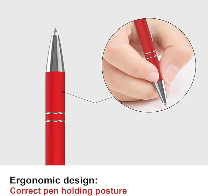 Red Gel Ink Pens, 12 Pcs, Fine Point, Smooth Writing, with Stylus Tips, 0.7 Mm, Office Desk Accessories, Motivational