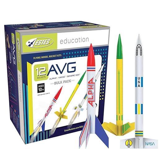 Estes 1753 AVG Bulk Variety Pack of Rocket-Building Kits, Beginner and Intermediate Flying-Rocket-Model Kits for Ages 10+, Includes Viking, Alpha, and EX2 Rockets