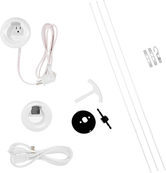 Legrand Wiremold CMK70 In Wall TV Power Grommet Kit, Cable Management Kit, Mounting Brackets, Fish Tape, and Hole Saw Included, White (1 Pair)