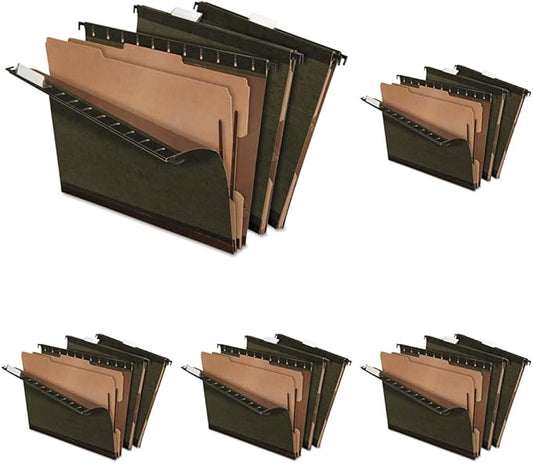 Pendaflex PFX59254 SureHook Reinforced Hanging Folder, 2 Dividers, Letter, 1/5 Tab, Green (Box of 10) (Pack of 5)