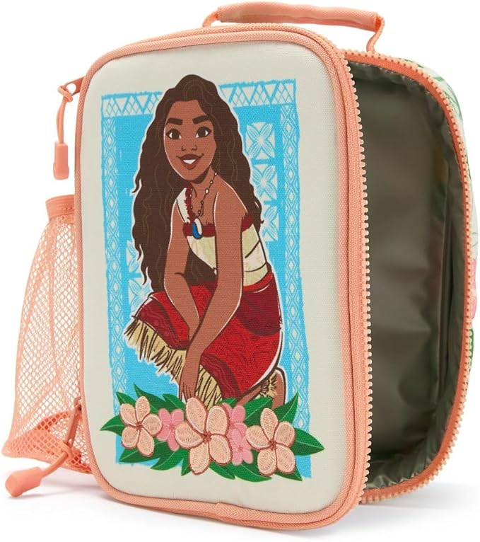 Disney Store Official Moana Insulated Lunch Box - Moana Lunch Bag for Kids with Double Zip Pull, Embroidered Details, Screen Art, Mesh Pocket, ID Label - Perfect for School