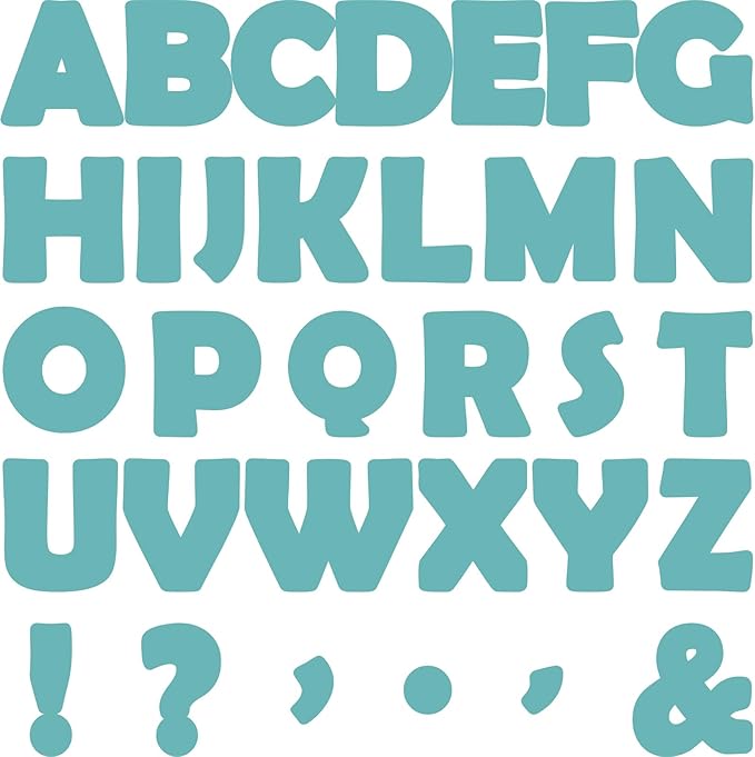 150 PCS Large 6" Font Letters and Punctuation Set, Light Turquoise Classroom Alphabet Cutout for Bulletin Board Display Home School, A Great Helper to Inspire Students' Learning Interest