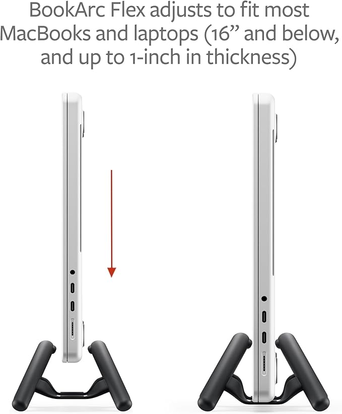 Twelve South BookArc Flex Vertical Laptop Stand – Space-Saving MacBook Stand, Adjustable Holder for Desk, Single Slot Dock for Monitor Display, Non-Slip, Upright Storage, Black
