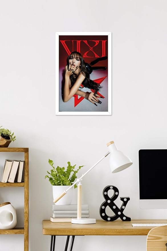 LISA - VIXI Red Star Wall Poster, 22.4L" x 14.7W", White Framed Version