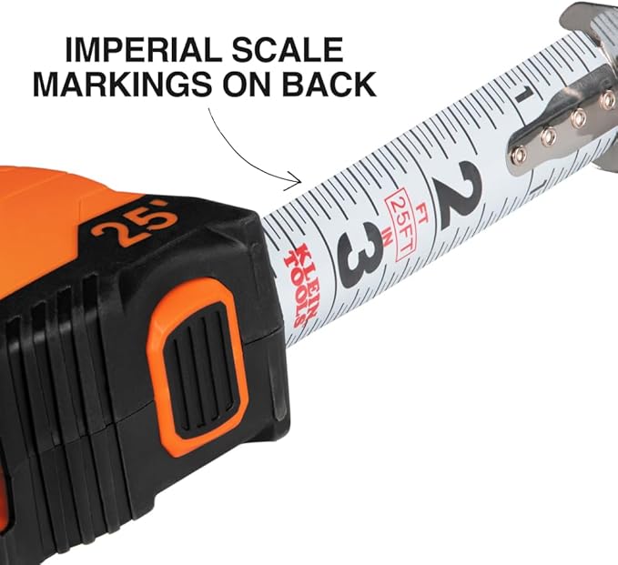 KLEIN TOOLS 80187 Skribes Measure and Mark Set with 4-Pack of Black Fine Tip Permanent Markers and 25-Foot Compact Double-Hook Tape Measure