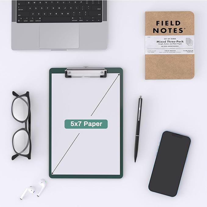 2 Pack Small Clipboards, A5 Plastic Mini Green Clip Board for Classroom, Students, Kid, Size 6" x 9" with Low Profile Clip, Office & School Supply