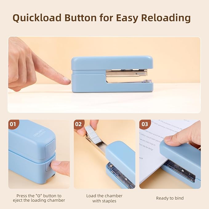 deli Stapler, Desktop Staplers with Integrated Staple Remover, 45 Sheet Capacity Office Stapler, Blue
