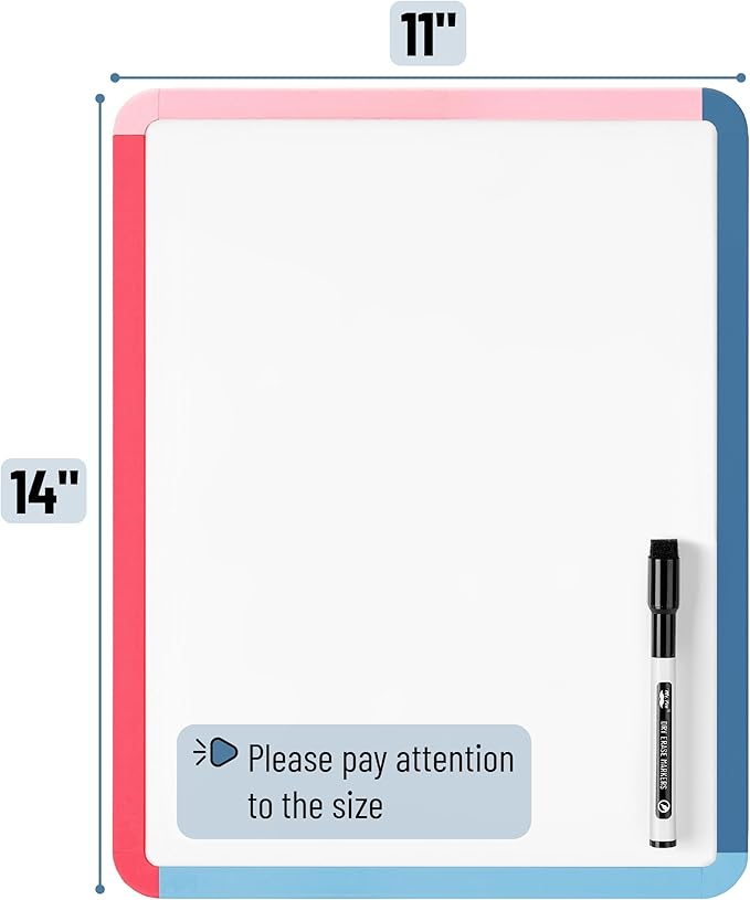 Mr. Pen- Dry Erase Board, 14” x 11” with a Black Dry Erase Marker, Small Mini White Board for Students