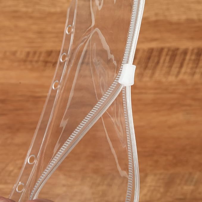 60pcs Transparent A6 Binder Pockets 6 Holes Zipper Folders PVC Card Loose Leaf Bags Cash Envelopes for Budgeting Binder Waterproof Filing Bags for 6 Ring Notebook Planner Inserts