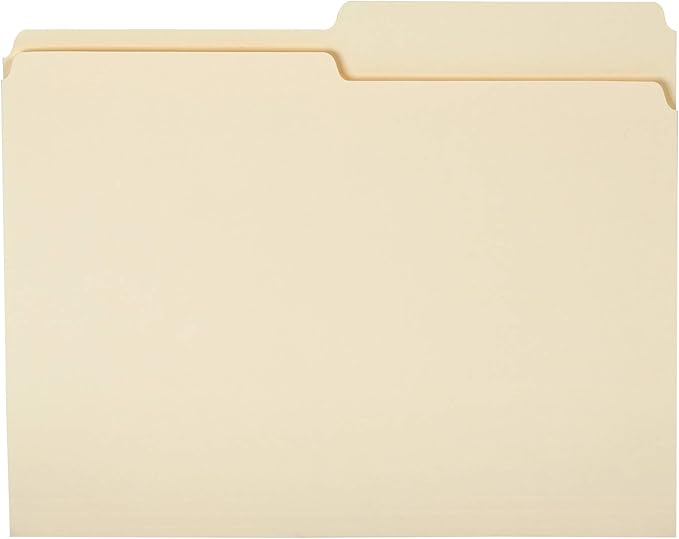 Amazon Basics Manila File Folders, Letter Size, 1/2 Tab in Left and Right Positions, 8.5" x 11", 36-Pack