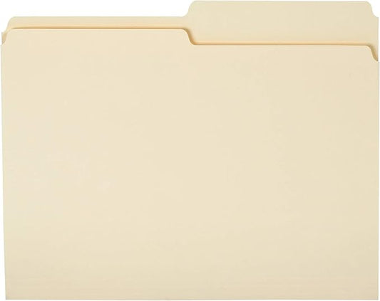 Amazon Basics Manila File Folders, Letter Size, 1/2 Tab in Left and Right Positions, 8.5" x 11", 36-Pack
