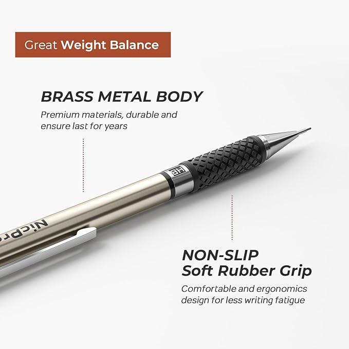 Nicpro 0.5 mm Art Mechanical Pencil Set in Storage Case, 3 PCS Metal Drafting Pencil Lead Pencil with 6 Tube HB Refills, 3 Erasers, 9 PCS Eraser Refills for Artist Writing, Drawing, Sketching