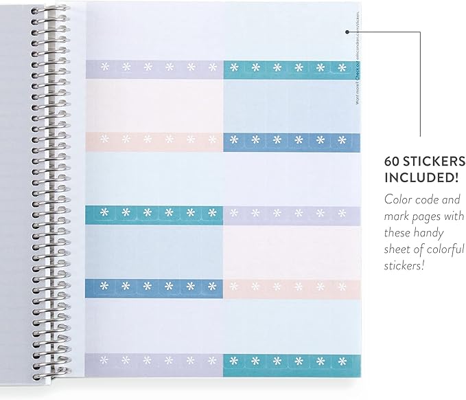 Erin Condren 7" X 9" Spiral Bound College Ruled Notebook - Groovy Blooms - 160 Lined Pages, Note Taking & Writing Notebook, 80Lb Thick Paper