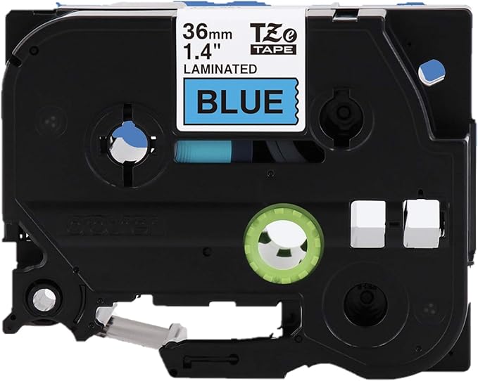 Brother P-Touch TZe-561 Black Print on Blue Label Tape 1.4” (36mm) Wide x 26.2’ (8m) Long, TZE561