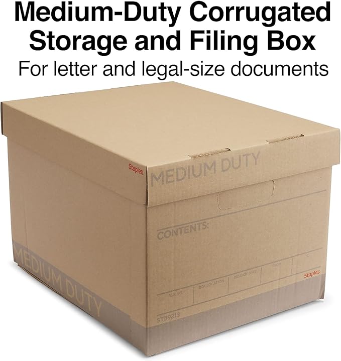 STAPLES Medium Duty 100% Recycled Storage Boxes Letter/Legal Size 12/Pack