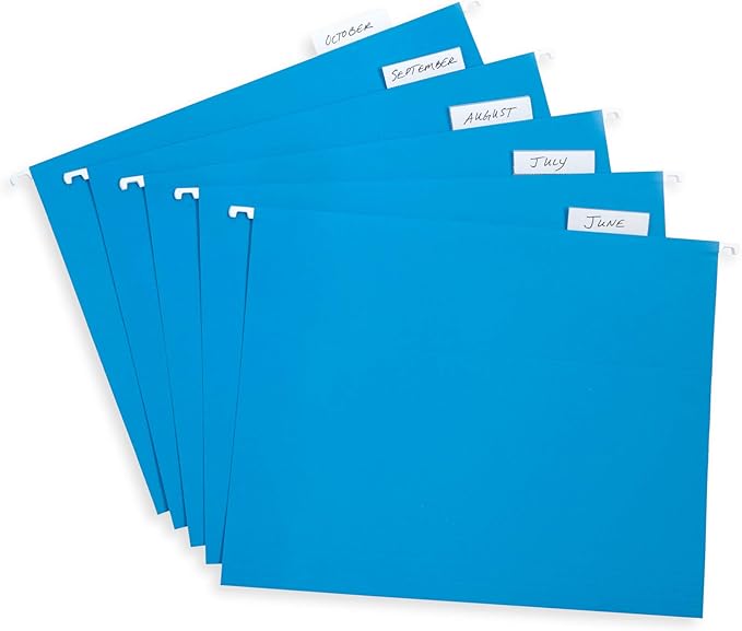 Blue Summit Hanging File Folders, Letter Size, Blue, Great for Organizing and Easy File Storage, 50 Per Box