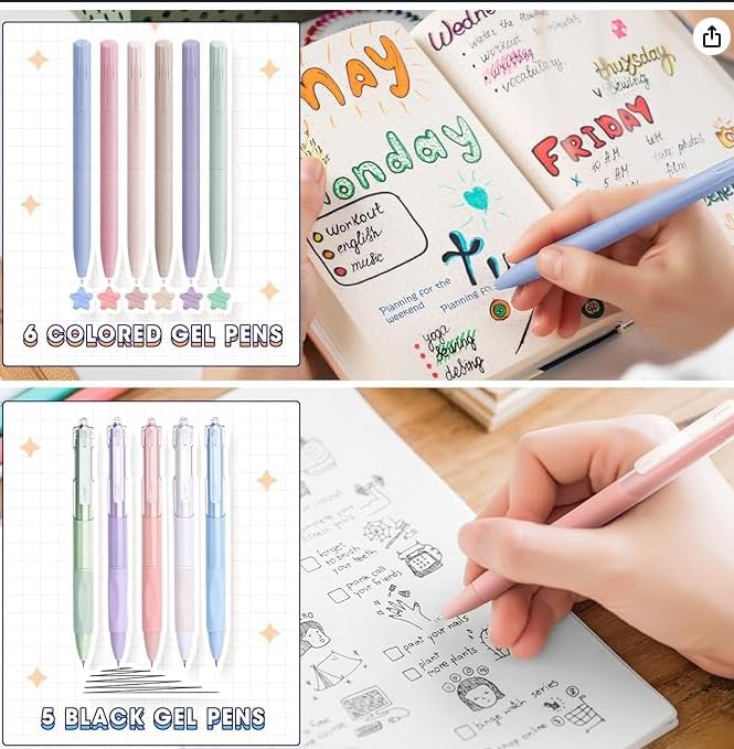 110 PCS Aesthetic School Supplies with Pen Case,12 Pastel Highlighters,5 Black Ink Gel Pens, 6 Mechanical Pencils 0.5 & 0.7mm and So on for Students Stationary College Essentials (Pink-pencilcase)