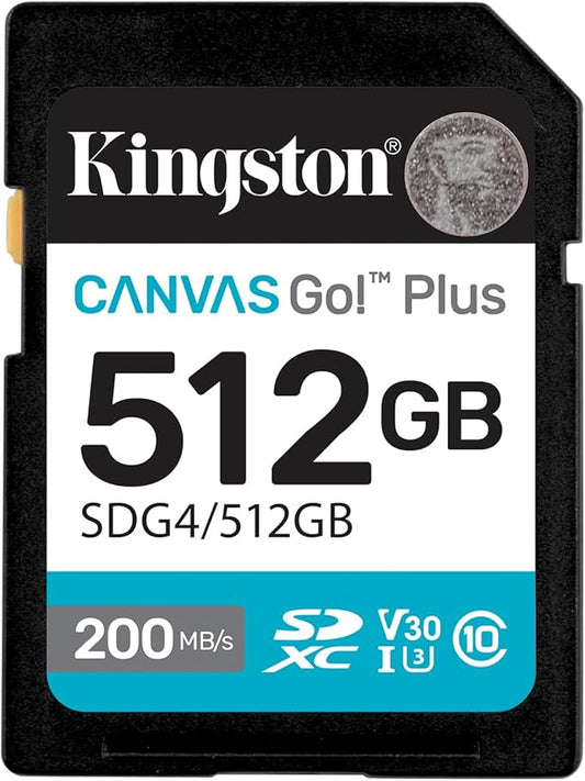 Kingston Canvas Go Plus 512GB SD Card | Up to 200MB/s | Class 10, UHS-I, U3, V30 | SDG4/512GB