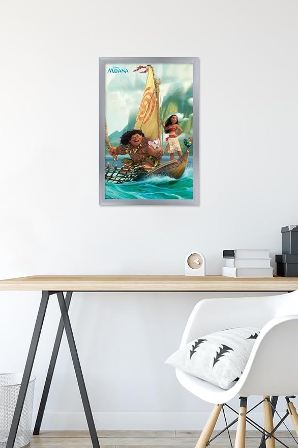 Disney Moana - Group Wall Poster, 22.4L" x 14.7W", Silver Framed Version