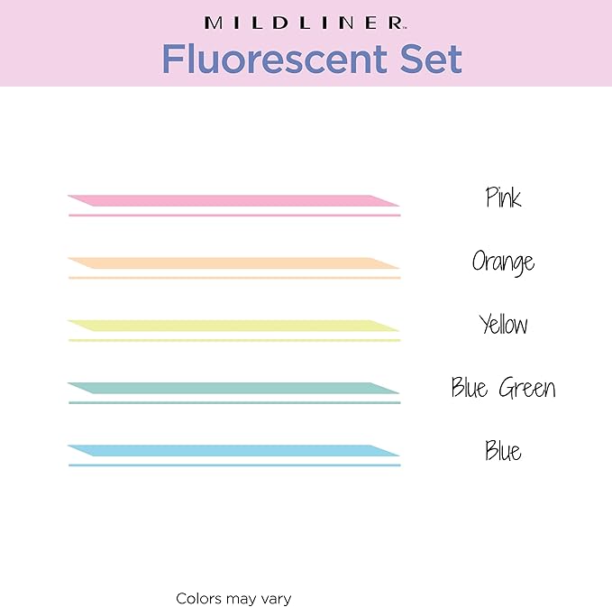 Zebra Pen Mildliner Dual-Tip Highlighter Marker Set, Broad and Fine Point Tips, No Bleed, Ideal for Bible Highlighting, Journaling and Note-Taking, Assorted Fluorescent Ink Colors, 5-Pack (78105)