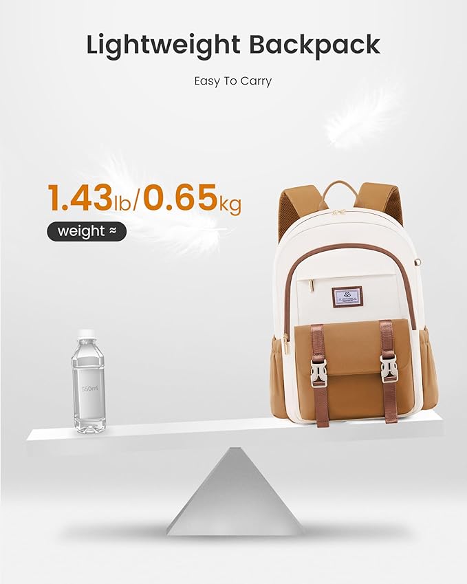LOVEVOOK School Backpack for Girls Boys,Bookbag for Teen with Pouch Pocket for Large Capacity Cup, Waterproof School Bookbag, Preppy Backpack Travel Daypack with 15.6 inch Laptop Compartment
