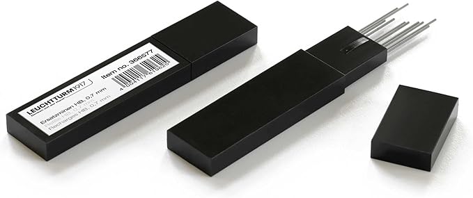 LEUCHTTURM1917 - Graphite Lead Refills 0.7mm HB for Mechanical Pencil Drehgriffel (12 Pack, Grey)