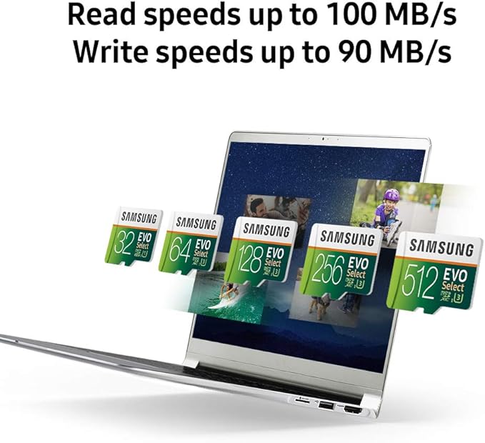 SAMSUNG (MB-ME256GA/AM) 256GB 100MB/s (U3) MicroSDXC EVO Select Memory Card with Full-Size Adapter