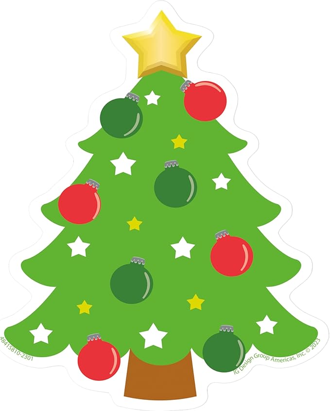 Eureka Christmas Tree Paper Cut-Out Classroom Decorations for Teachers, 36 Pieces