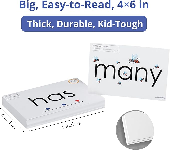 Sight Word & Phonics Flash Cards with Sound Mapping, Set 3 (High-Frequency Words 101–150), Picture-Embedded, Multisensory Learning, Pre-K–Grade 3, Homeschool & Classroom Use, Model EW-27