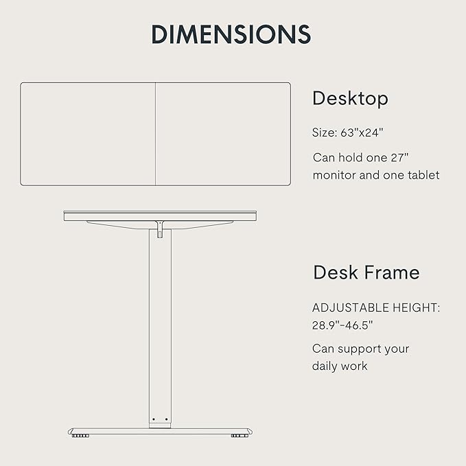 FLEXISPOT 63x24 Inch Electric Height Adjustable Standing Desk for Home & Office, Splice Board Desk for Computer Workstation, Study, or Creative Setup, Black