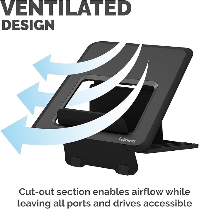 Fellowes Breyta Laptop Stand for The Home and Office, 12 Height Adjustments, 15" Monitor Size- Black