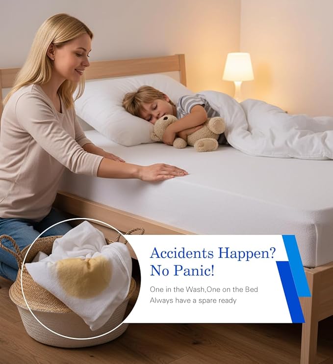 2 Pack King Mattress Protector Waterproof Mattress Protector King Mattress Pad Cover Noiseless, Soft Breathable Terry for Pets Kids Adults 76" x 80"