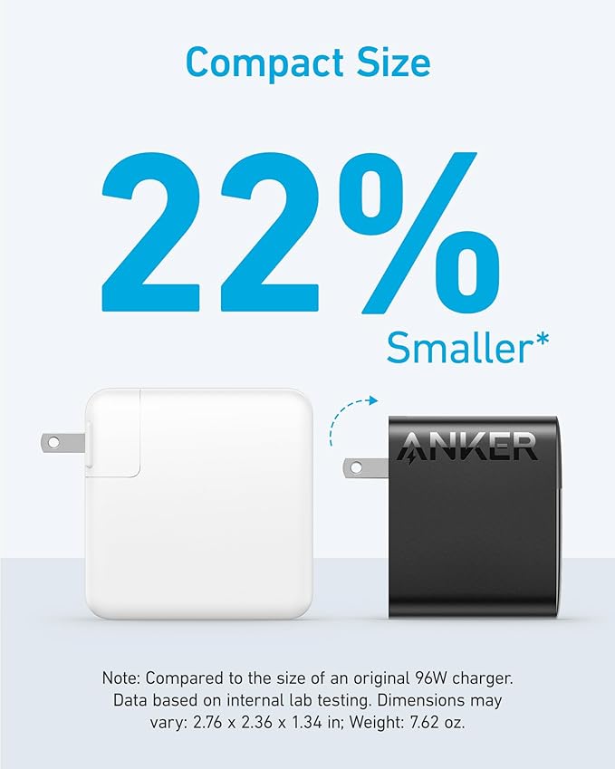 Anker MacBook Charger, Compact and Foldable 100W USB C Charger for MacBook Air, Samsung Galaxy, iPhone 17/16 Series, iPad Pro, and More, 5FT USB C Cable Included