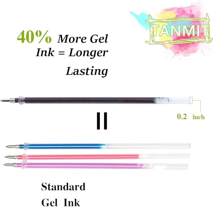 TANMIT Gel Pens, 33 Color Gel Pen Fine Point Colored Pen Set with 40% More Ink for Adult Coloring Books, Drawing, Doodling, Scrapbooks Journaling