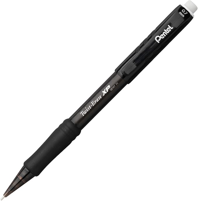 Pentel Twist-Erase Express Mechanical Pencil, 0.7 mm, Black Barrel (Pack of 2)
