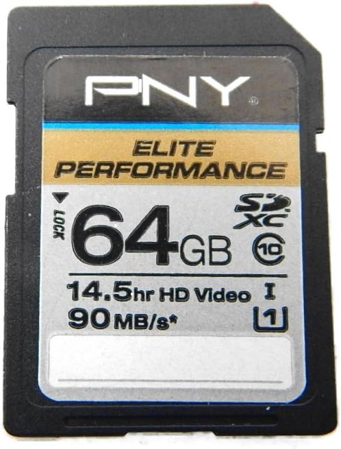 PNY Elite Performance 64GB High Speed SDXC Class 10 UHS-I, U1 Up to 90MB/sec Flash Card - P-SDX64U1H-GE