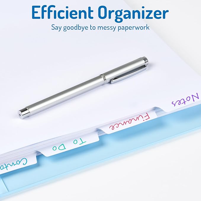 Forvencer Blank Writable Binder Dividers, 1/5 Cut Tabs, 3 Hole Punch Dividers with Reinforced Edge, Binder Dividers with Tabs, Letter Size, 6 Sets, 30 Dividers, White
