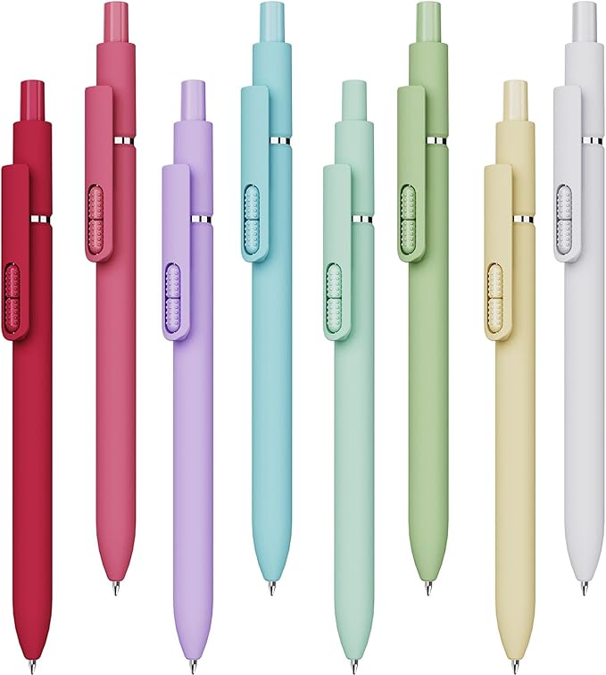 8 Pcs Ballpoint Pens, Large Capacity Black ink pens, Quick-Dry 0.7mm Medium Point Fidget Pens for Smooth Writing for Notetaking Coloring, No Bleed, No Smudge, School & Office Supplies
