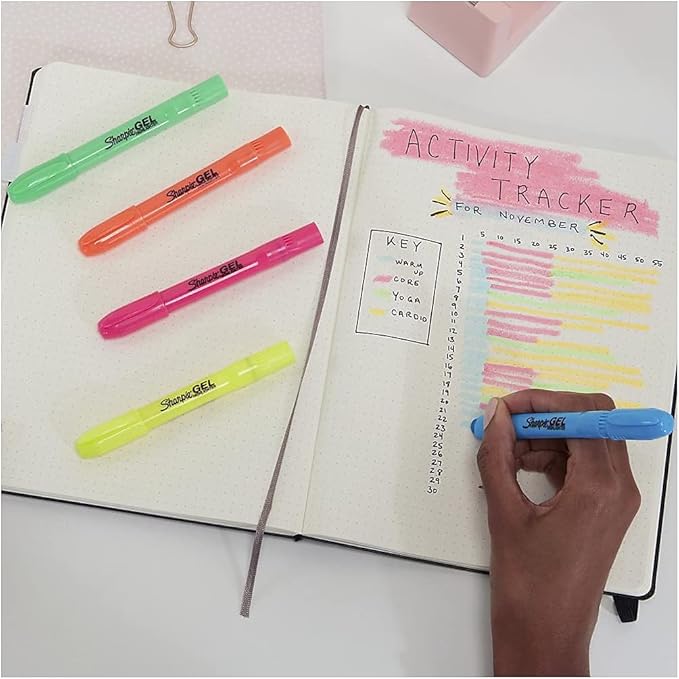 Sharpie Gel Highlighters Bullet Tip Assorted Fluorescent Highlighter Markers 5 Count Pack Smear And Bleed Resistant Long-Lasting And Won'T Dry Out