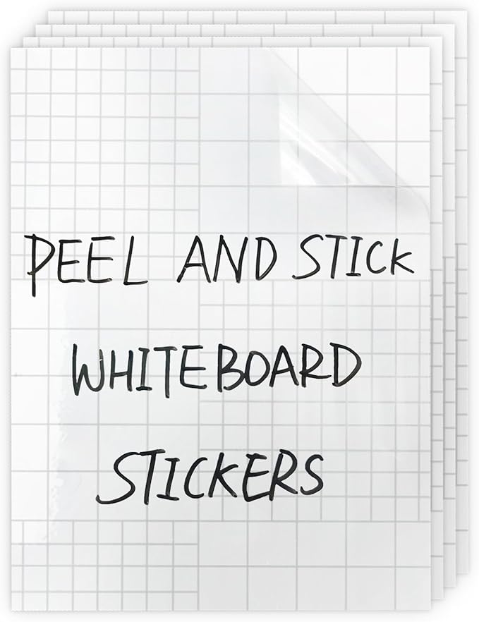 T&W SAME FILM 4 Pcs Dry Erase Board Sticker- Whiteboard Stickers-8.3''x11.7'' Removable Dry Erase Sheets- Fridge Dry Erase Paper for Wall/Desk/Refrigerator/Door/Locker/Home/Office/Classroom (Clear)
